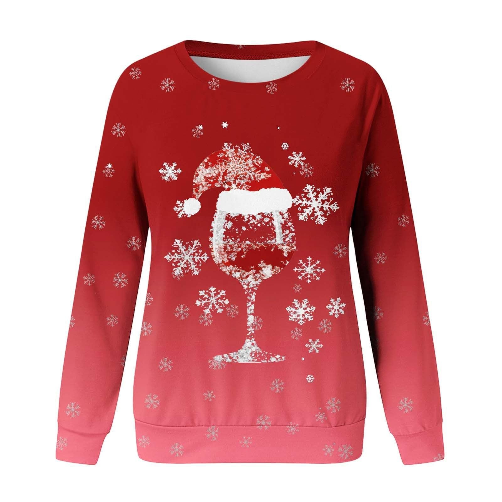 Festive 3D Print Christmas Women's Casual Crewneck Sweater