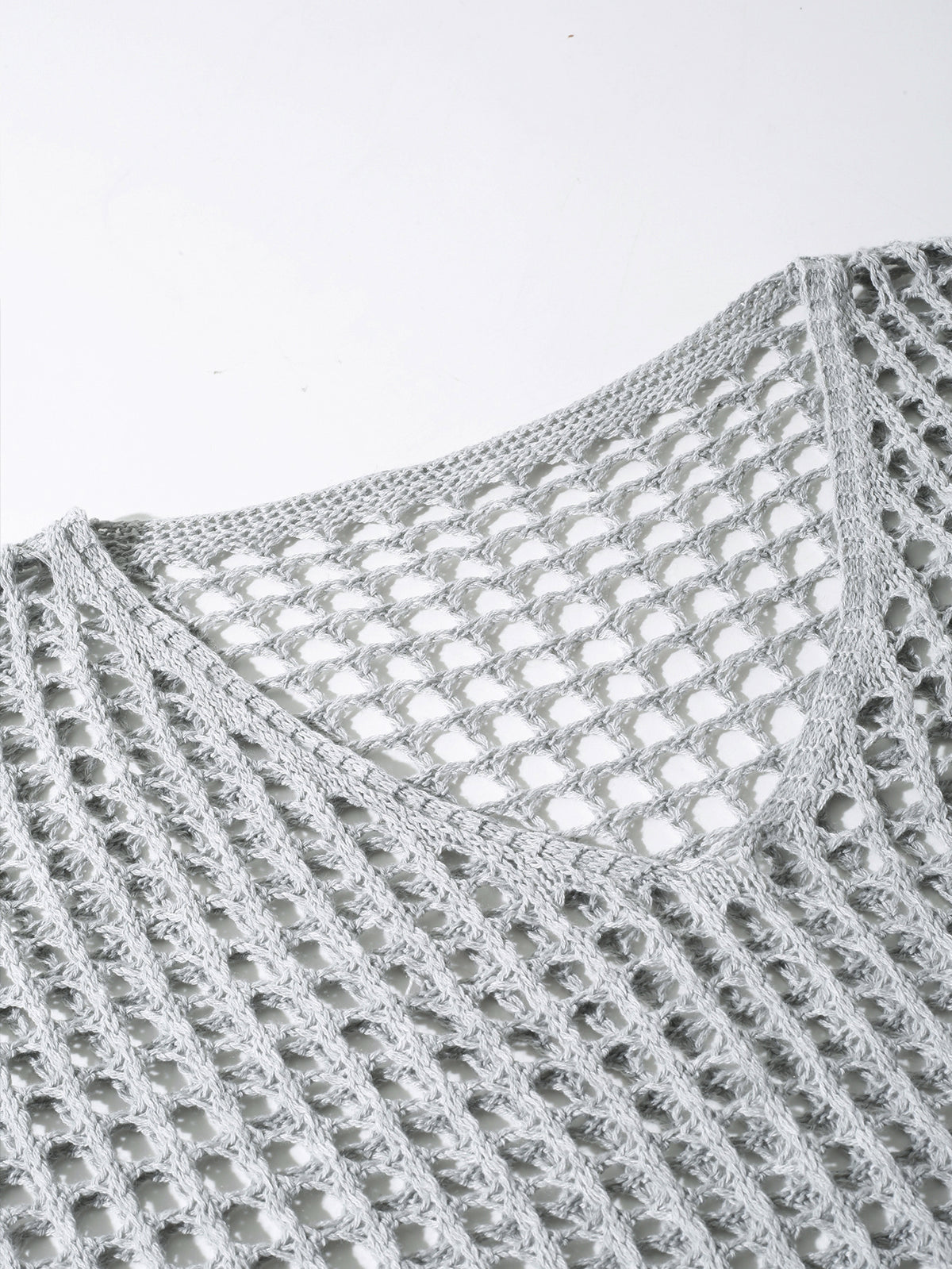 V Neck Hollow Out Knit Tunic Top Batwing Half Sleeve Loose Mesh Cover Up
