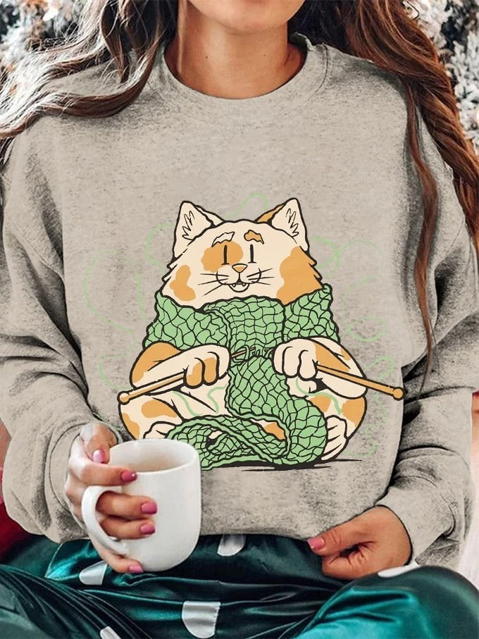 Women's Casual 3D Print Loose Pullover Sweater