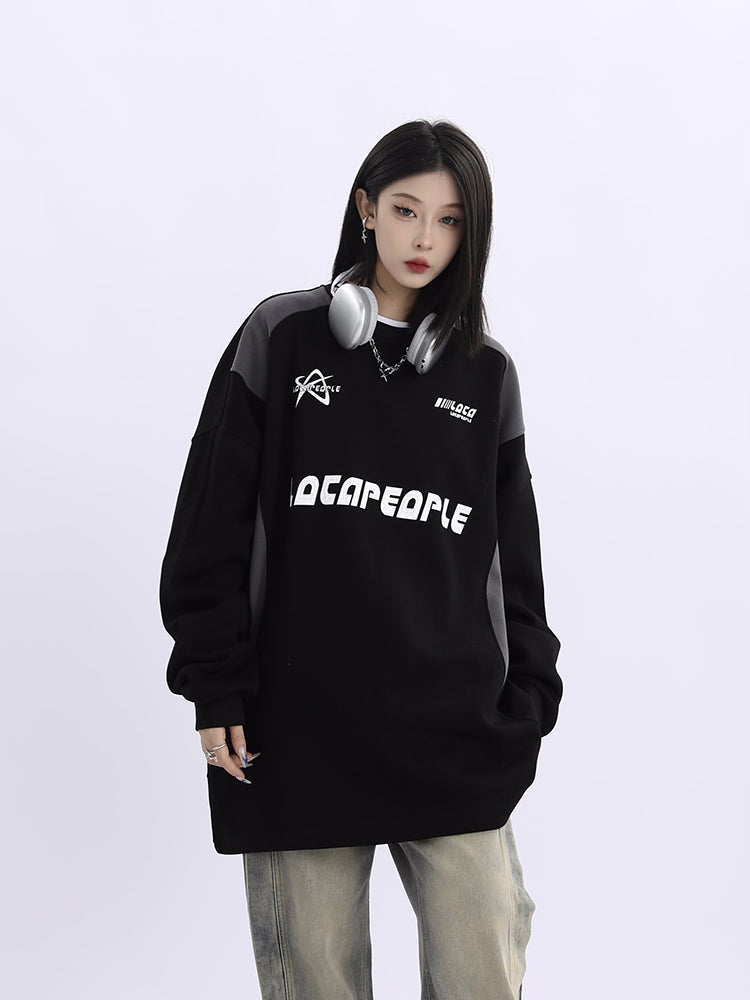 Racing Graphic Loose Fit Couple's Long Sleeve Sweater