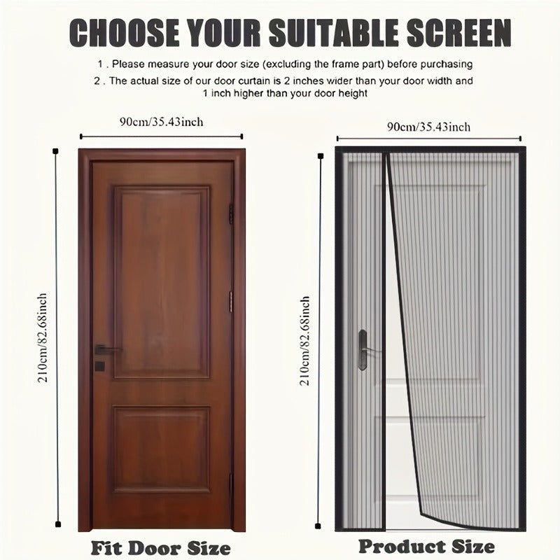 1pc Side-opening Magnetic Screen Door, Reversible Left and Right Design, with Hooks, Easy to Install, Prevents Insects From Entering, Suitable for Living Room and Bedroom Partition Screens, Door Curta