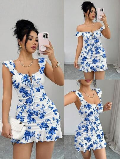 French-style Summer Floral-print Dress