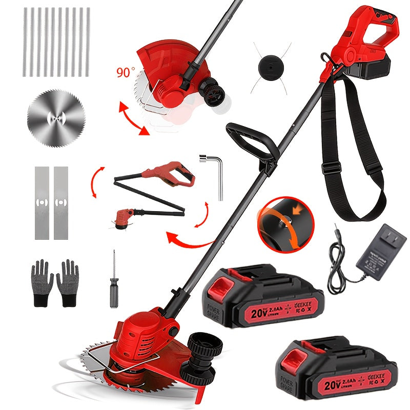 3‑In‑1 Wireless 8‑Inch Electric Trimmer – Lawn, Hedge and Weed Whacker with Dual Batteries and Fast Charger