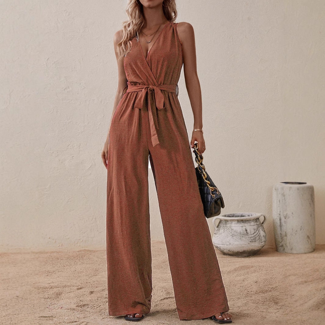 Chic High-Waist Sleeveless Casual Jumpsuit