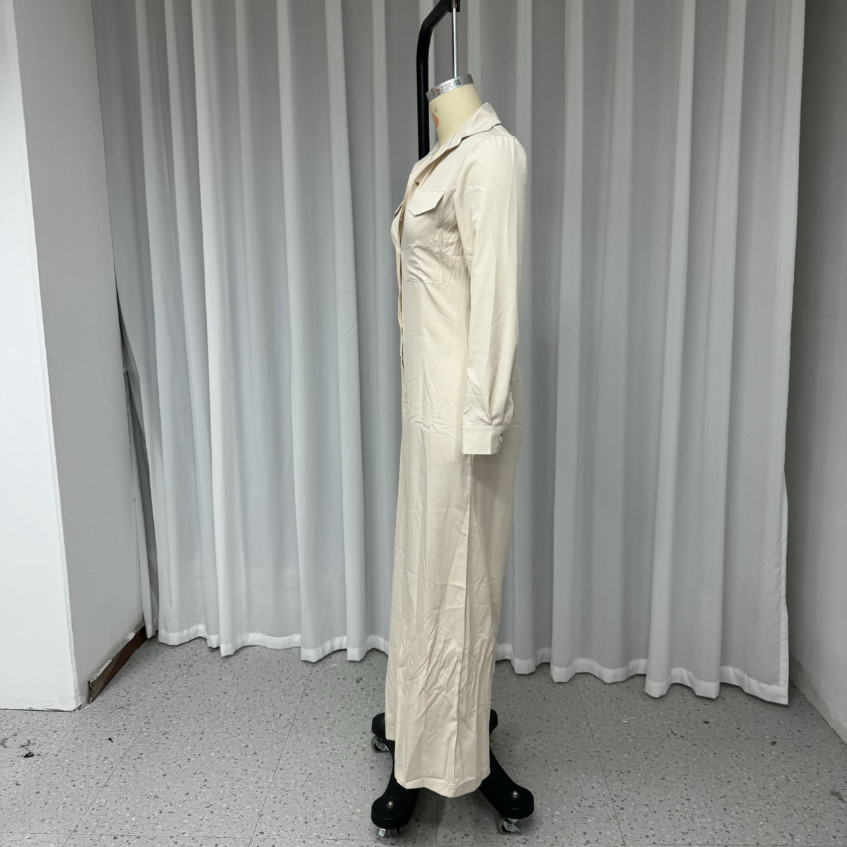 Chic Casual Polo Collar Solid Color Women's Jumpsuit