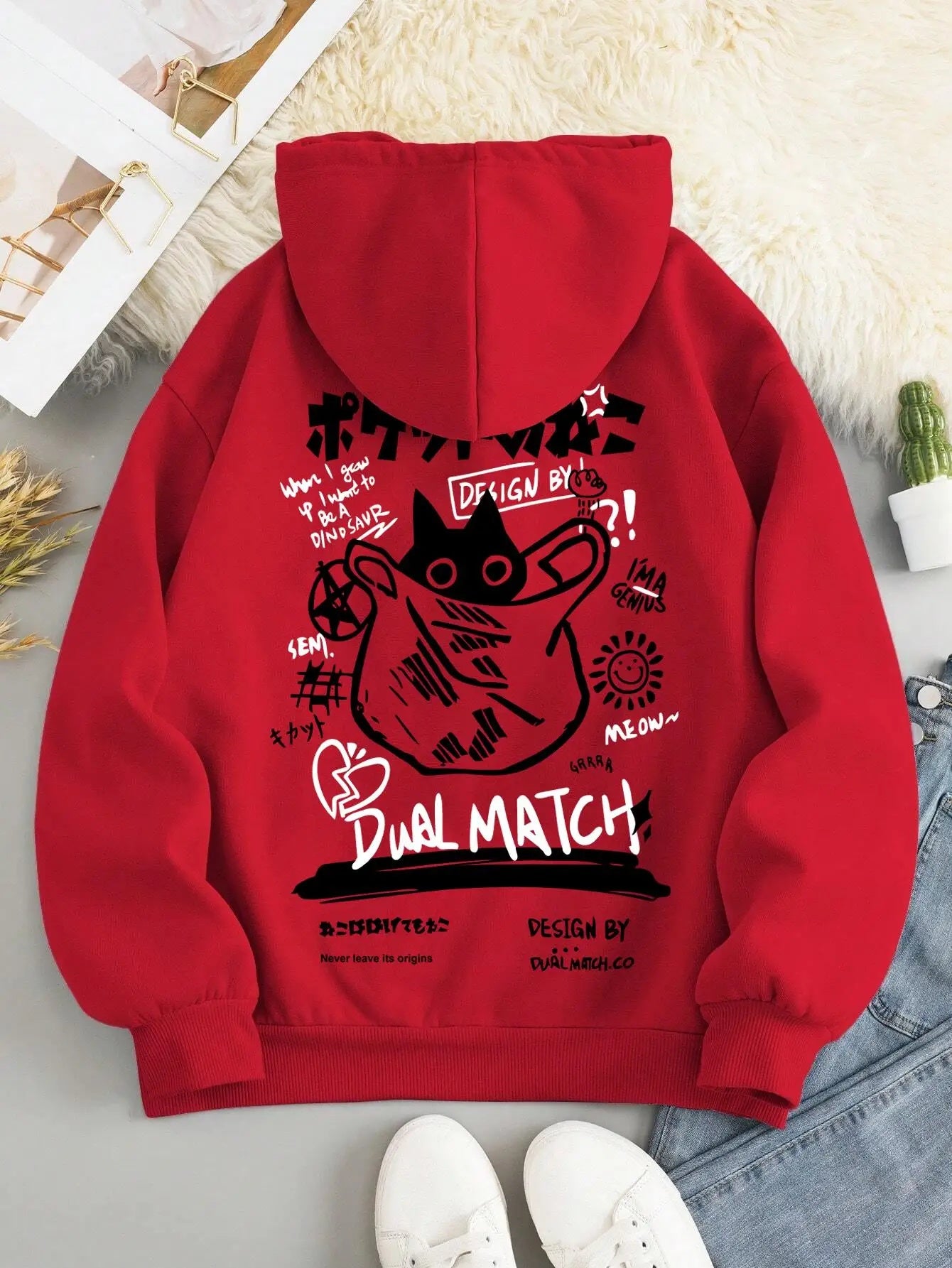 Korean Style Loose Cartoon Anime Hoodie for Women