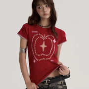 Retro Hot Girl Graphic Tee – Street Style Short Sleeve Top