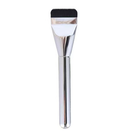 1-shaped Foundation Brush-with Protective Cover-silver-fiber Wool + Plated Handle-1