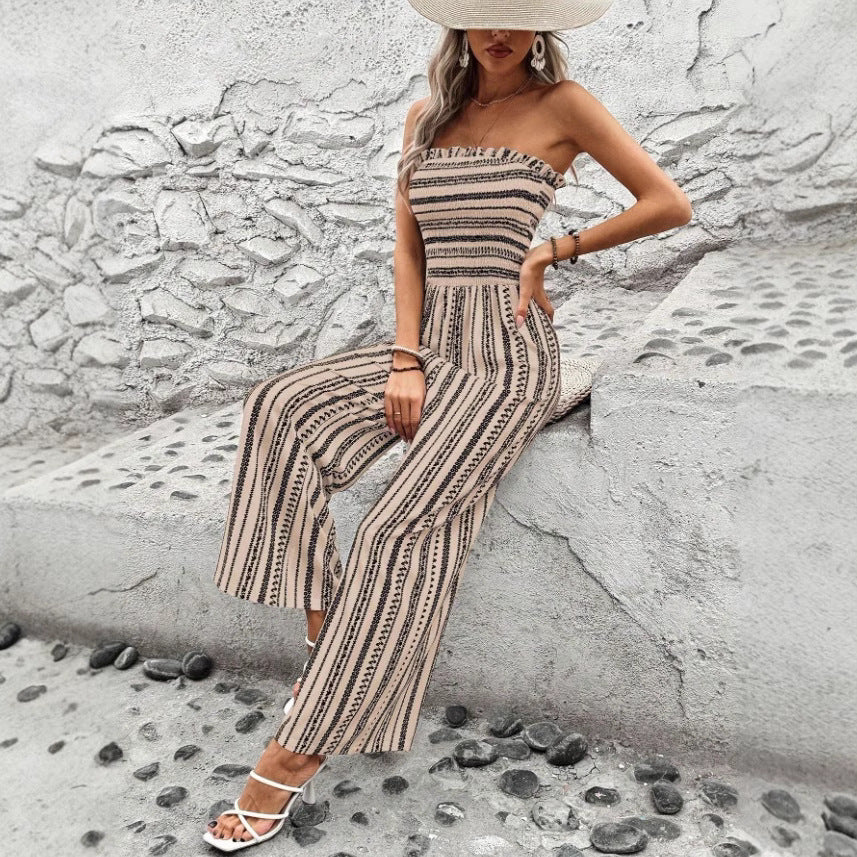 Summer Striped Tube Top Jumpsuit