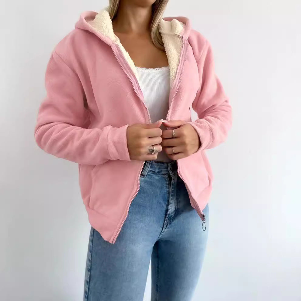 Cozy Zip-Up Kangaroo Pocket Hooded Cardigan