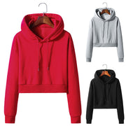 Cropped Cotton Hooded Pullover Sweater