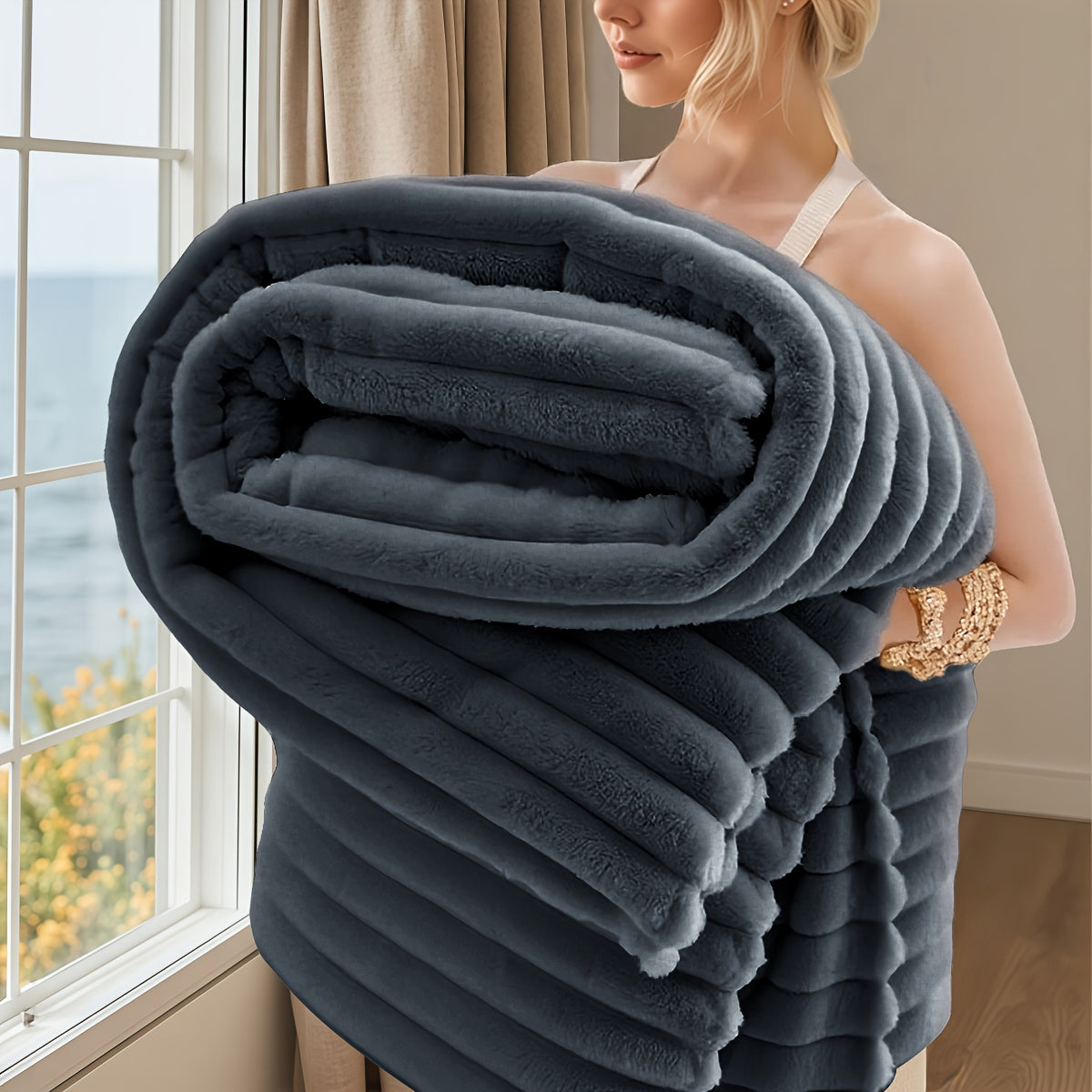 Luxurious Faux Rabbit Fur Throw Blanket