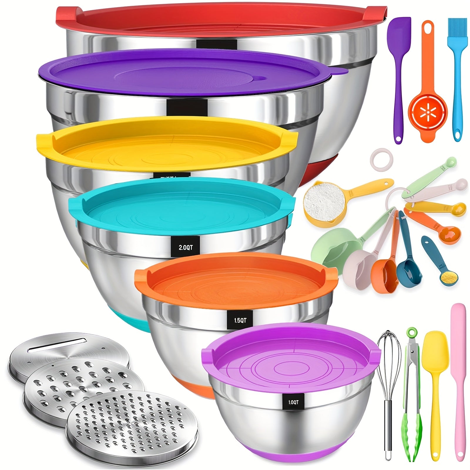 26pcs Stainless Steel Mixing Bowls with Airtight Lids Set