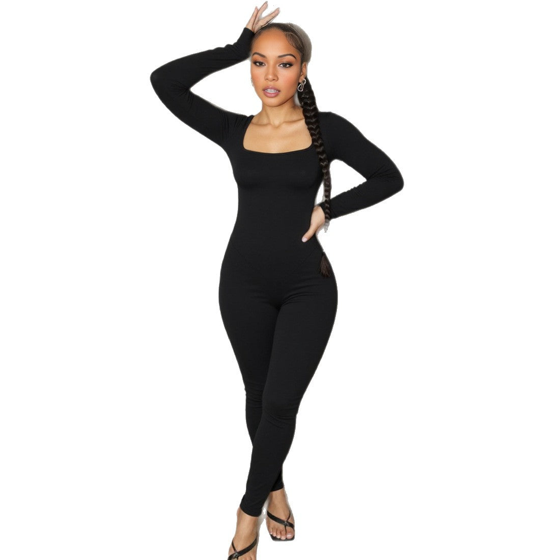 Sexy Backless Long-Sleeve Hip-Lifting Jumpsuit