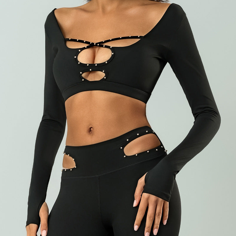 Workout Long Sleeve With Chest Pad High Elastic Quick-drying Sports High Waist Top