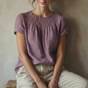 Soft Mist Light Purple Short‑Sleeve Top – Flowy & Feminine