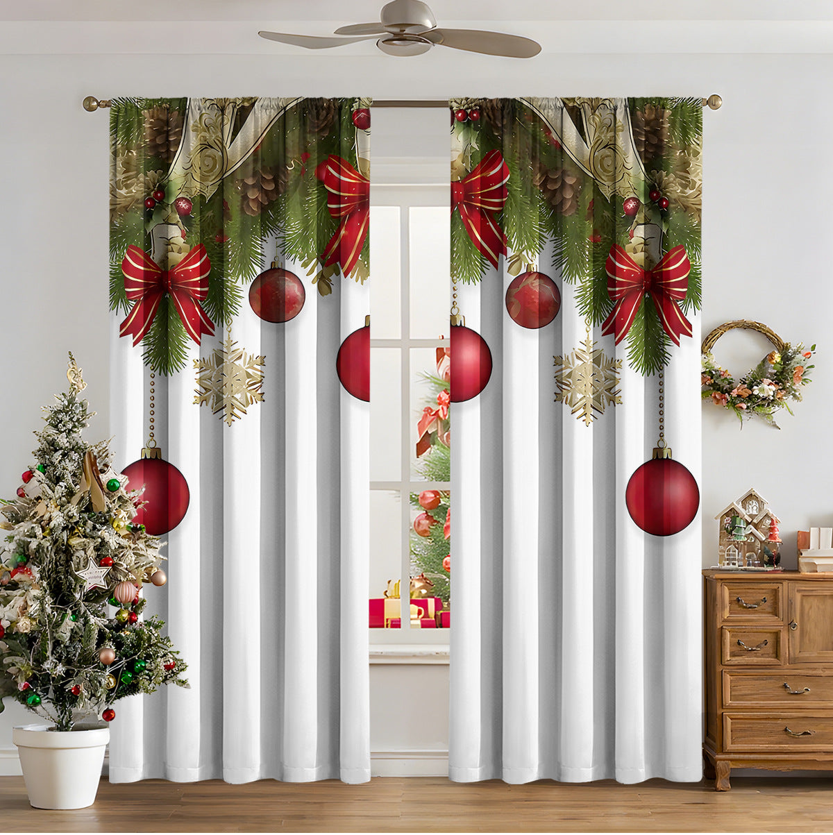 3d Digital Printed Christmas Curtains