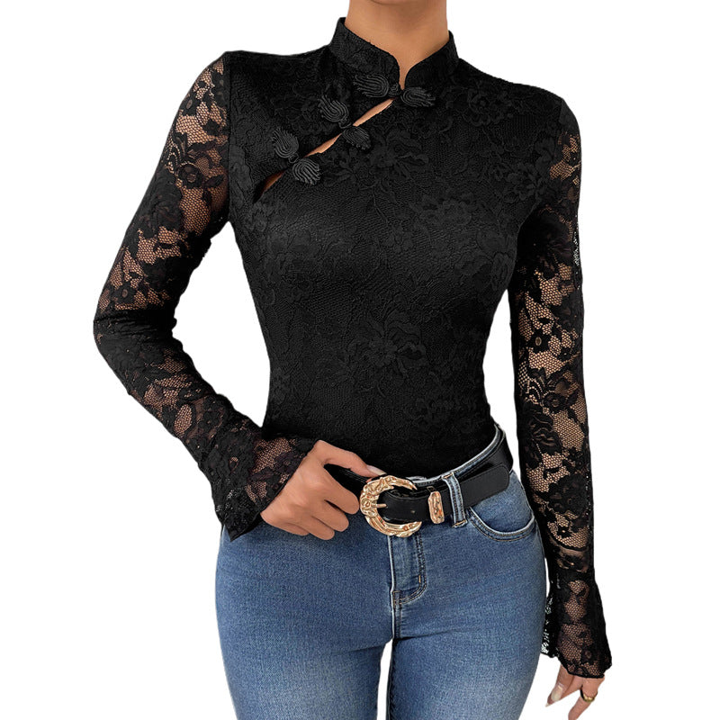 New Chinese Style Black Cheongsam Romper