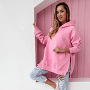 Cozy Side-Slit Hooded Casual Sweater