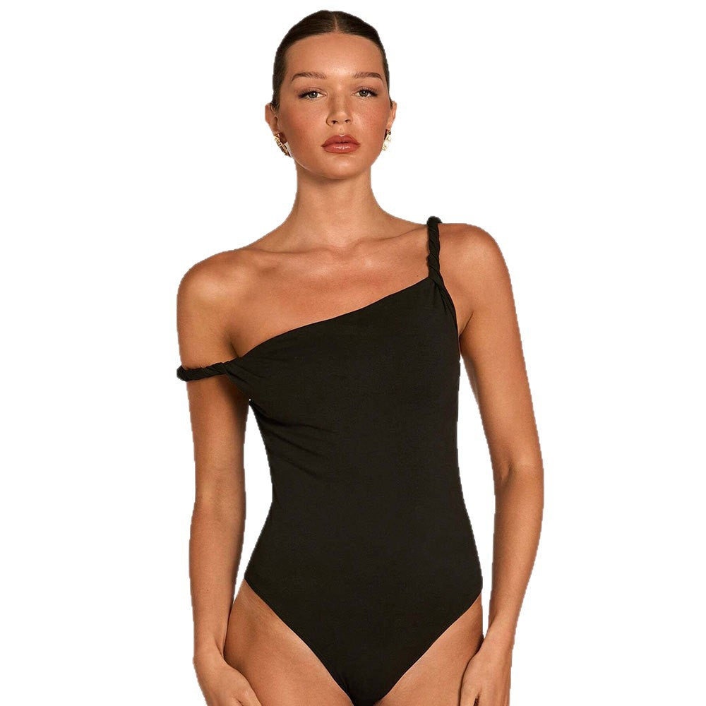 Sexy Off-Shoulder Cable-Knit Slim Jumpsuit