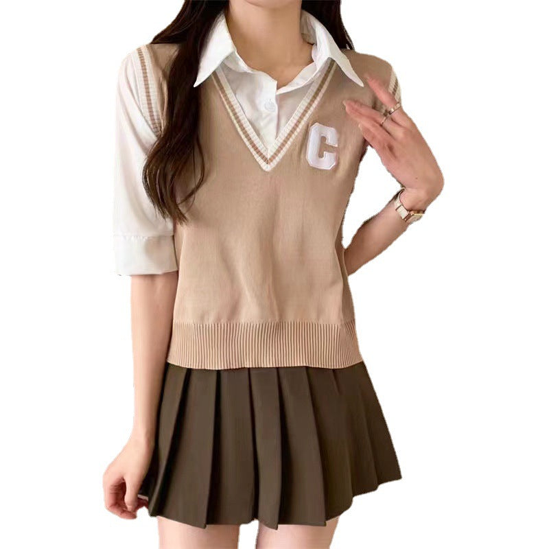 Women's Niche Design Short-sleeved Knitted Top