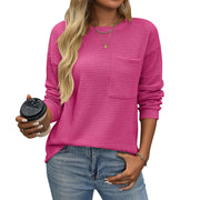 Women's Casual Waffle Knit Pocket Tee