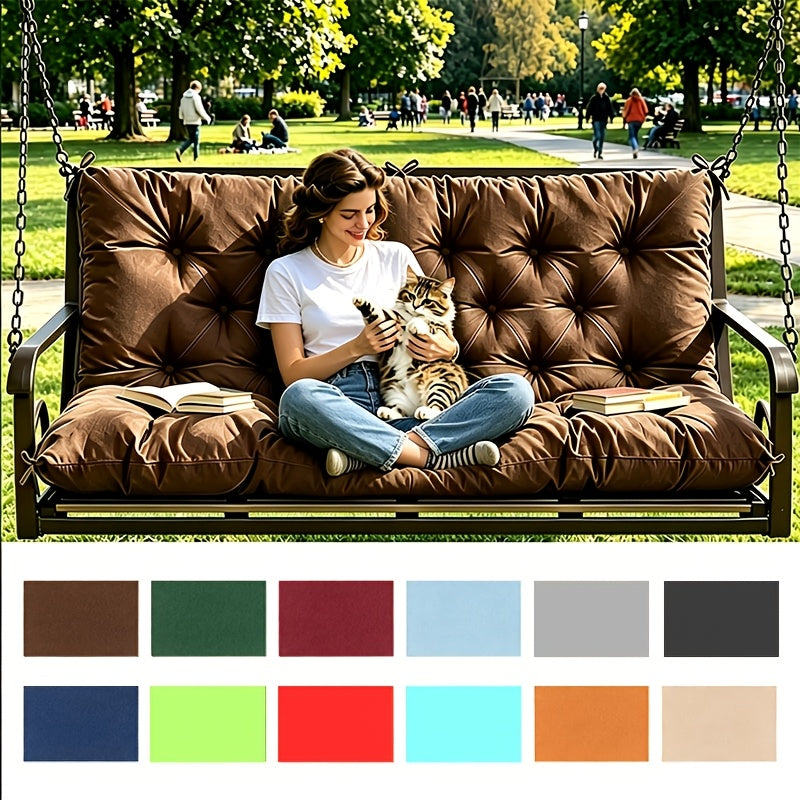Porch Swing Cushions Outdoor Waterproof Thickened 5" Backyard Swing Cushion with Backrest And Ties 2-3 Seat Outdoor Swing Cushions Replacement for Porch Patio Garden Lawn 60/48/40X40X5 INCH