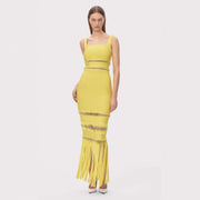 Sexy Hollowed-out Steel-ball Tassel Sheath Sleeveless Dress