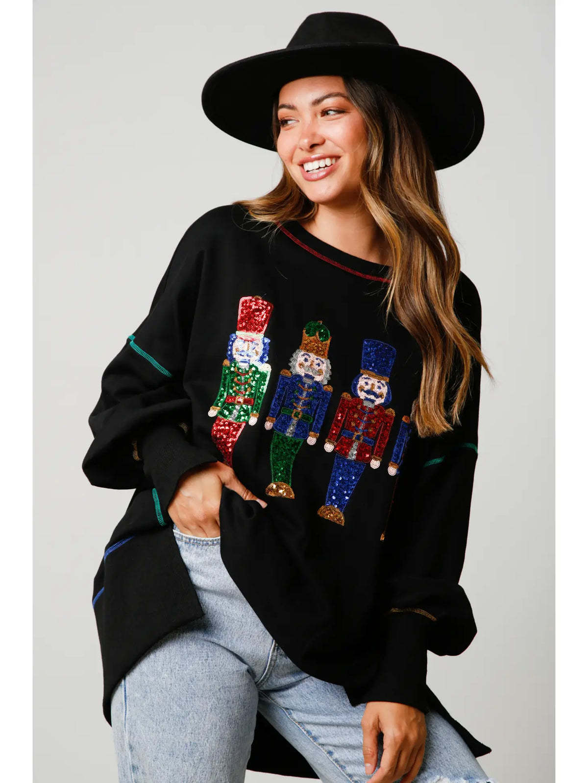 Women's Christmas Sequins Padded Top