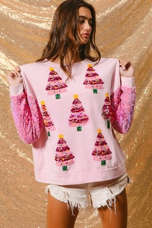 Women's Festive Sequin Padded Christmas Sweatshirt