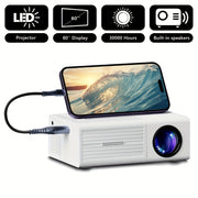Portable Projector, Support 1080P, USB Connection, Remote Control - Compatible With Smartphones, Tablets, Laptops, TV Sticks And USB Drives, Desktop Mount, LCD Display, Power Supply, Button Control...