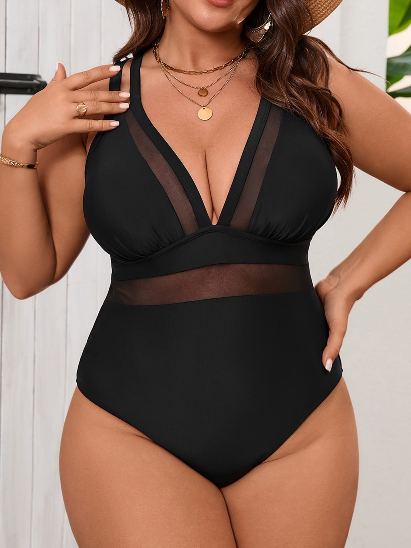 Form-fitting One-piece Swimsuit With A Crisscross Design On The Back