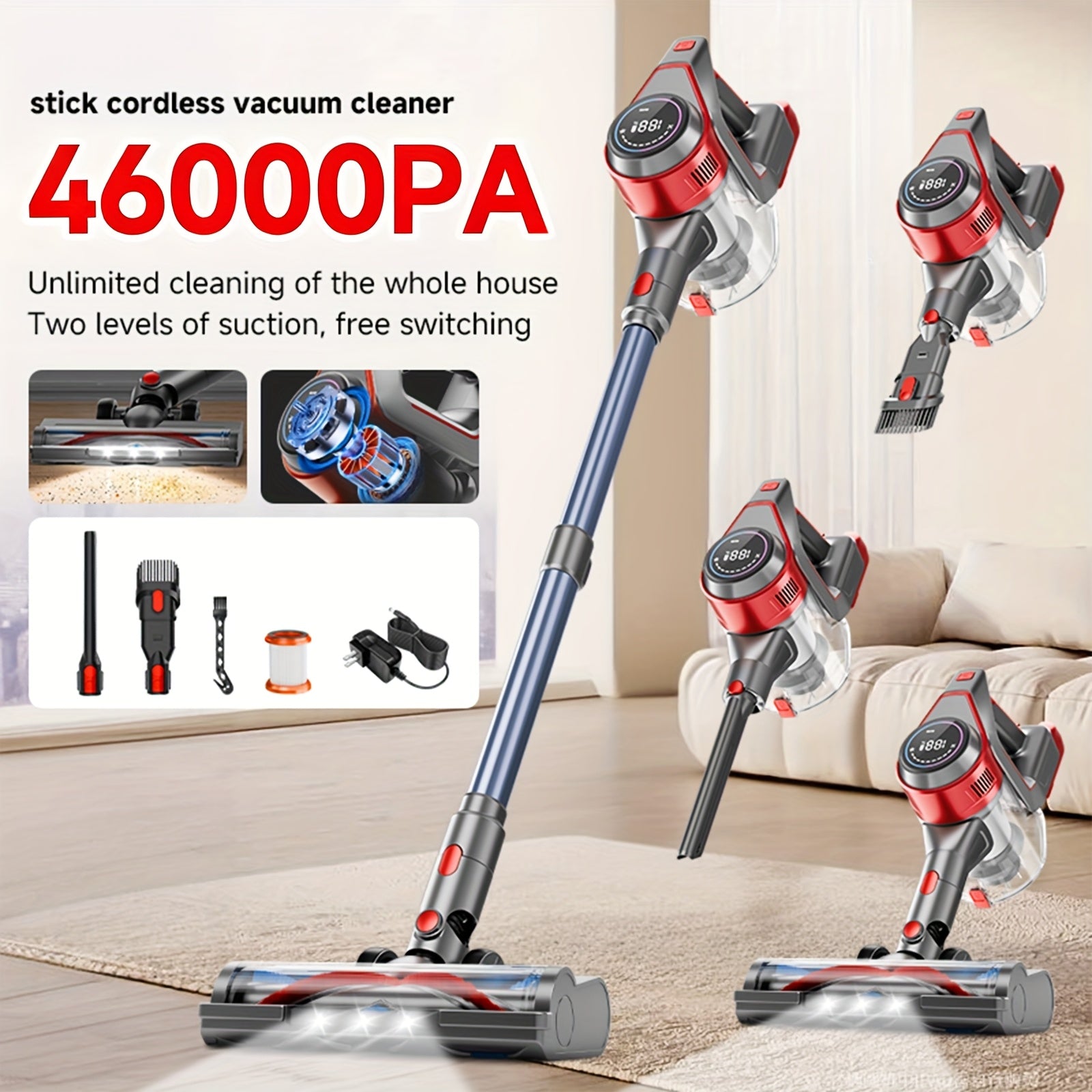 Includes corded and cordless vacuum cleaners, MAX 46000PA powerful handheld vacuums, some equipped with rechargeable batteries, tangle-free and lightweight handhelds, suitable for hardwood floors, ...
