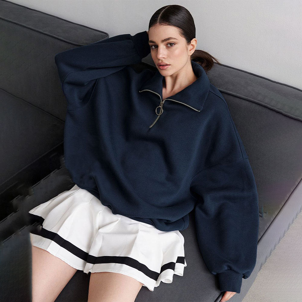 Women's Casual Zip-Up Hoodie & Loose Sweatshirt