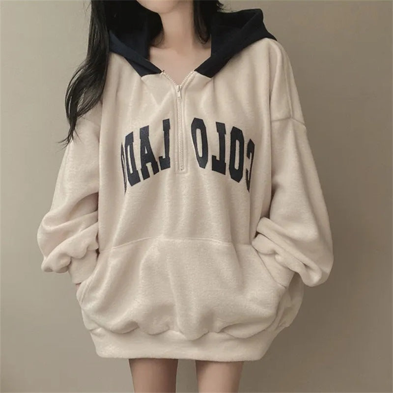 Women's Velvet Padded Thickened Winter Hoodie