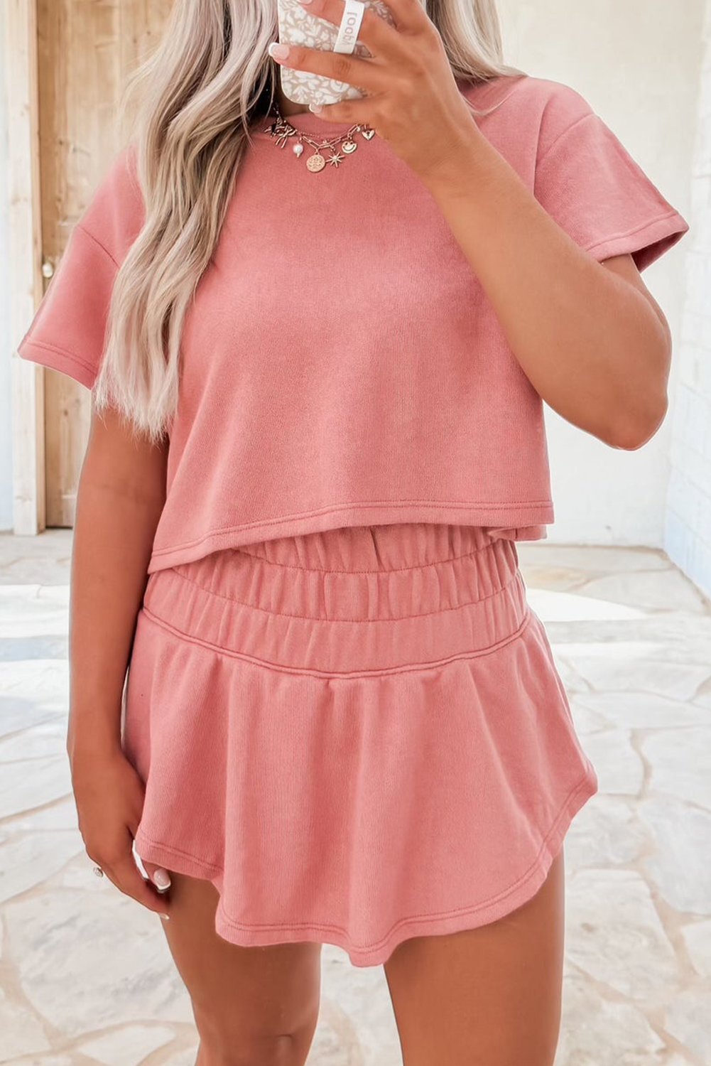 Blossom 2Pcs Cropped Tee And Ruffle High Waist Skort Set
