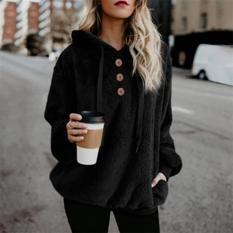 Women's Slim Fit Long Sleeve Solid Color Hoodie