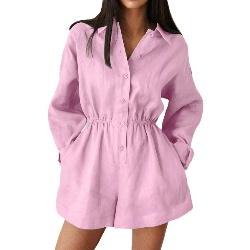 Chic Minimalist Lapel Jumpsuit with Pockets