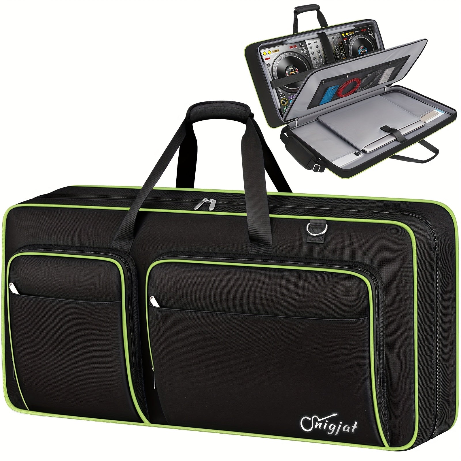 DJ Controller Travel Case with Padded Interior, Laptop Compartment, Adjustable Shoulder Strap – Compatible with DDJ‑FLX10, DDJ‑1000, DDJ‑REV7, DDJ‑FLX6