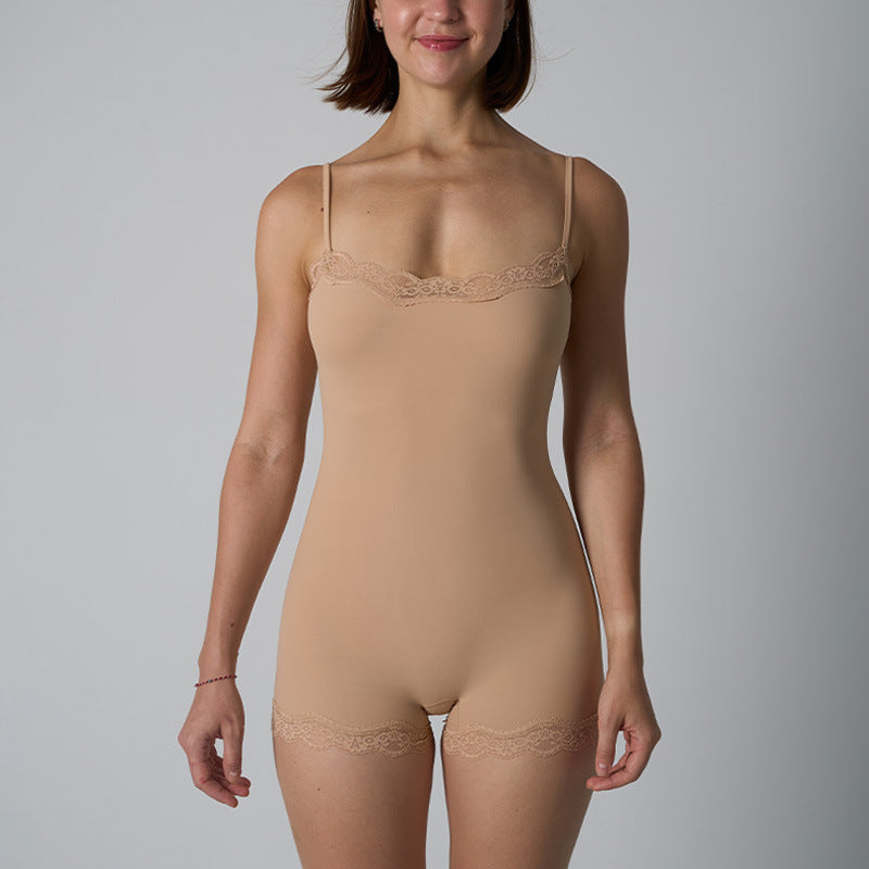 Lace-strapped One-piece Tummy-control, Butt-lifting Yoga Wear