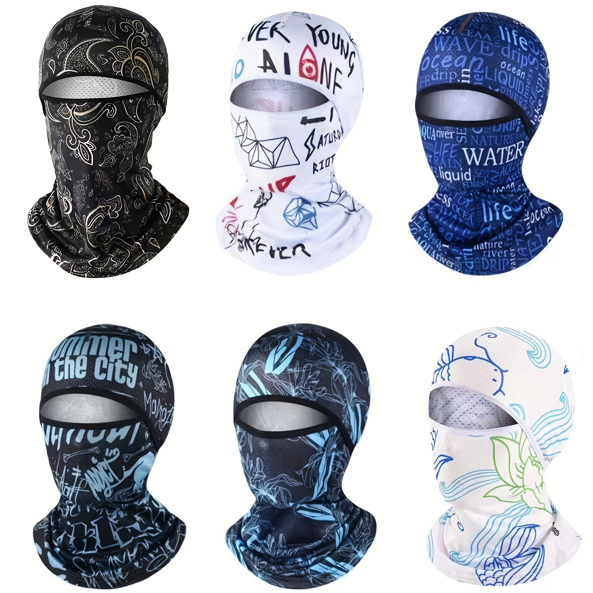 6-Piece Men's Sun Mask Set – Full-Face Motorcycle and Fishing Headscarf