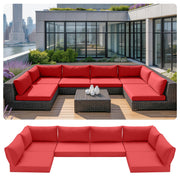 4 Inch Thick, Comfortable, Soft, Deep-seated Outdoor Terrace Furniture Cushion Replacement 8pcs Set | Solid Color, Dark Gray, Non-slip, All-weather Anti-ultraviolet Fading, Antifouling And Waterproof Sofa Cushion