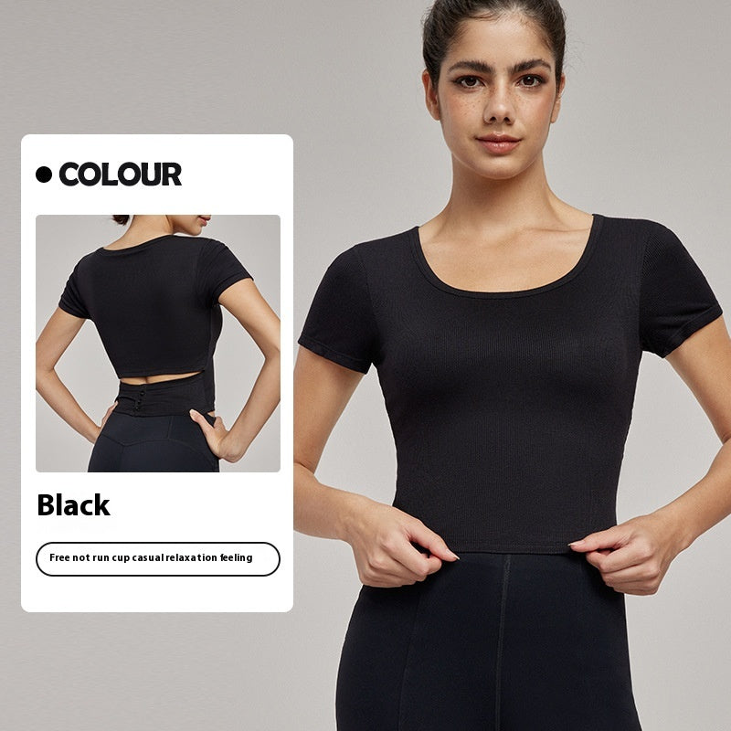 Semi-Fixed Chest Pad Breathable Fitness T-shirt