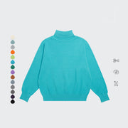 Core Spun Loose High Neck Sweater Solid Color Knitwear
