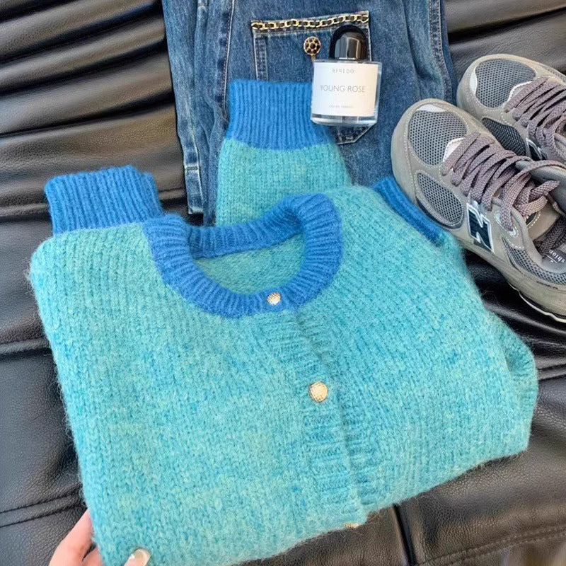 Spring and Autumn Thick Idle Style Small Knitted Cardigan Top