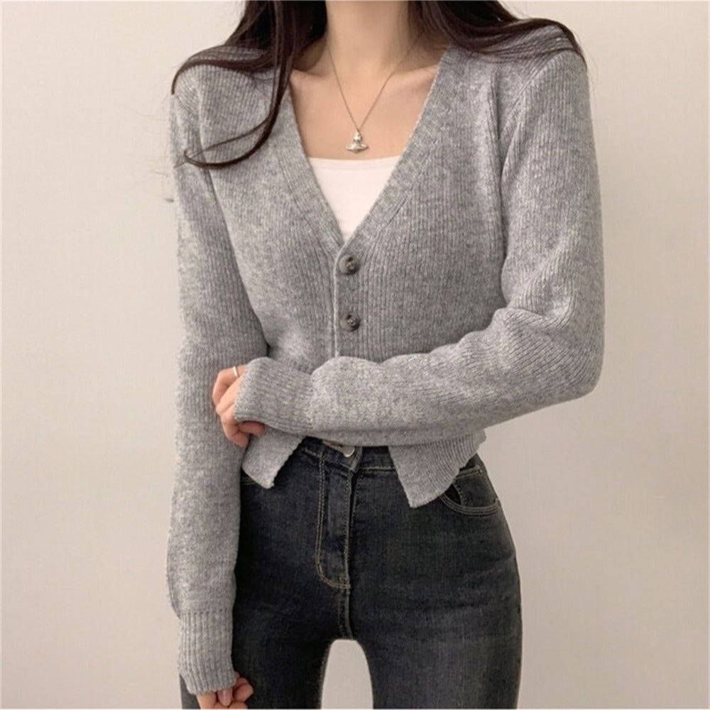 French-style Versatile Slim-fit Knit Cardigan for Petite Womenperfect for Fall and Winter