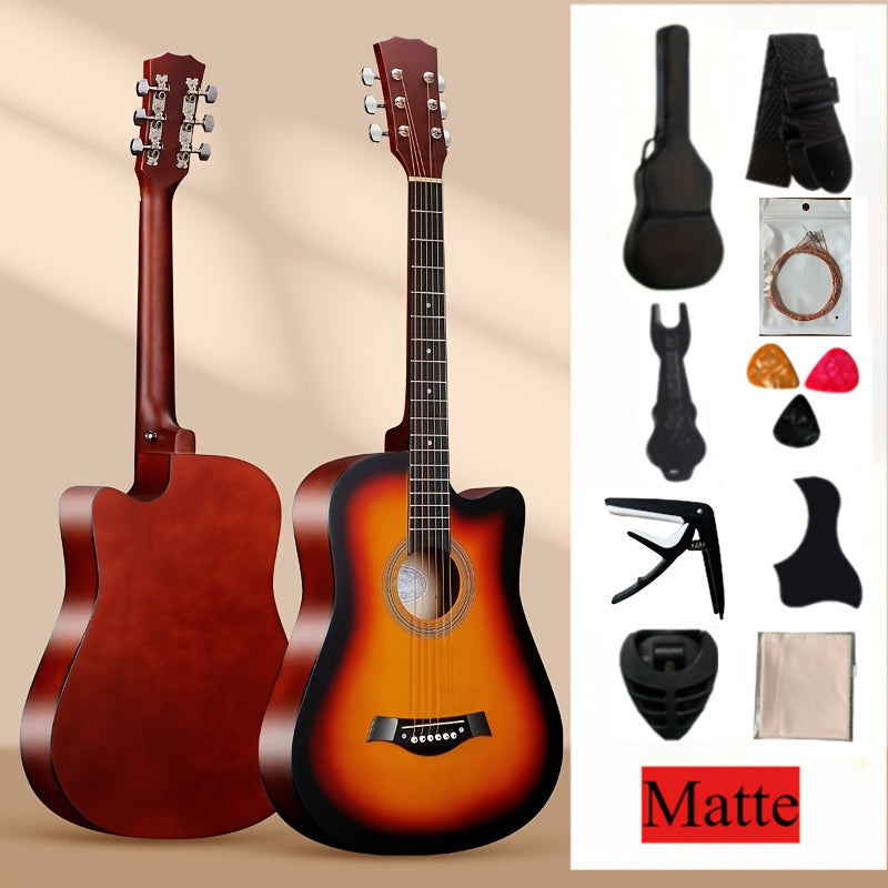 38-Inch Premium Acoustic Folk Guitar Starter Kit with Accessories