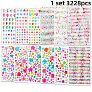 3228-Piece Self‑Adhesive Gem Sticker Set – 12 Sheets of Sparkling Jewelry Stickers for DIY Crafts, Nail Art, Phone Cases and More