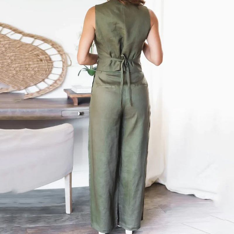 Chic Women's Fashion Vest Top & Trouser Suit