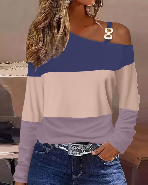 Women's Asymmetrical Diagonal Collar Pullover Shirt